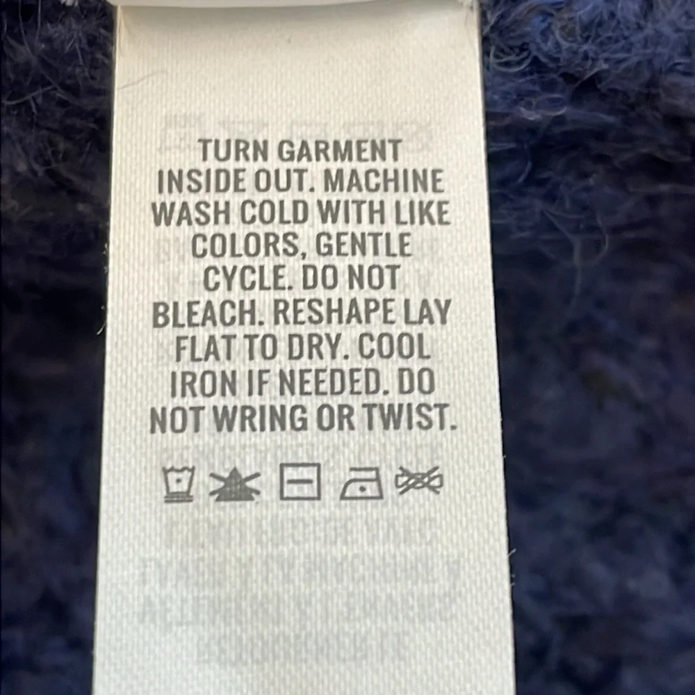 Aerie Navy Blue Wool Fuzzy Ribbed Sweater Tie Cardigan Long Sleeve NWOT - Picture 12 of 13